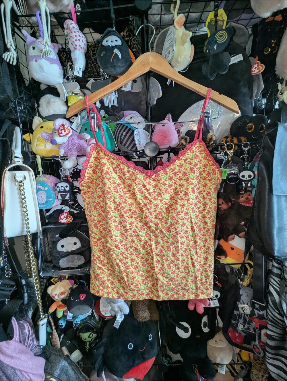 Y2K Nevada Floral Lace Trim Cami Tank Top Cottagecore Fairycore NWT